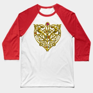 HYPER VALENTINE / GOLD CELTIC KNOT HEART WITH LIZARDS IN PURPLE Baseball T-Shirt